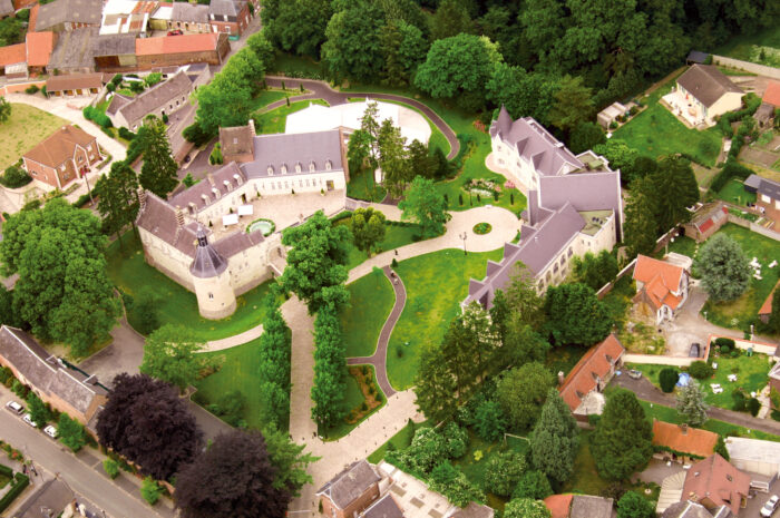 french chateau aerial view