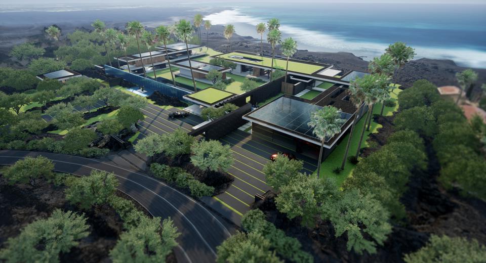 rendering of paul mcclean-designed hawaii compound