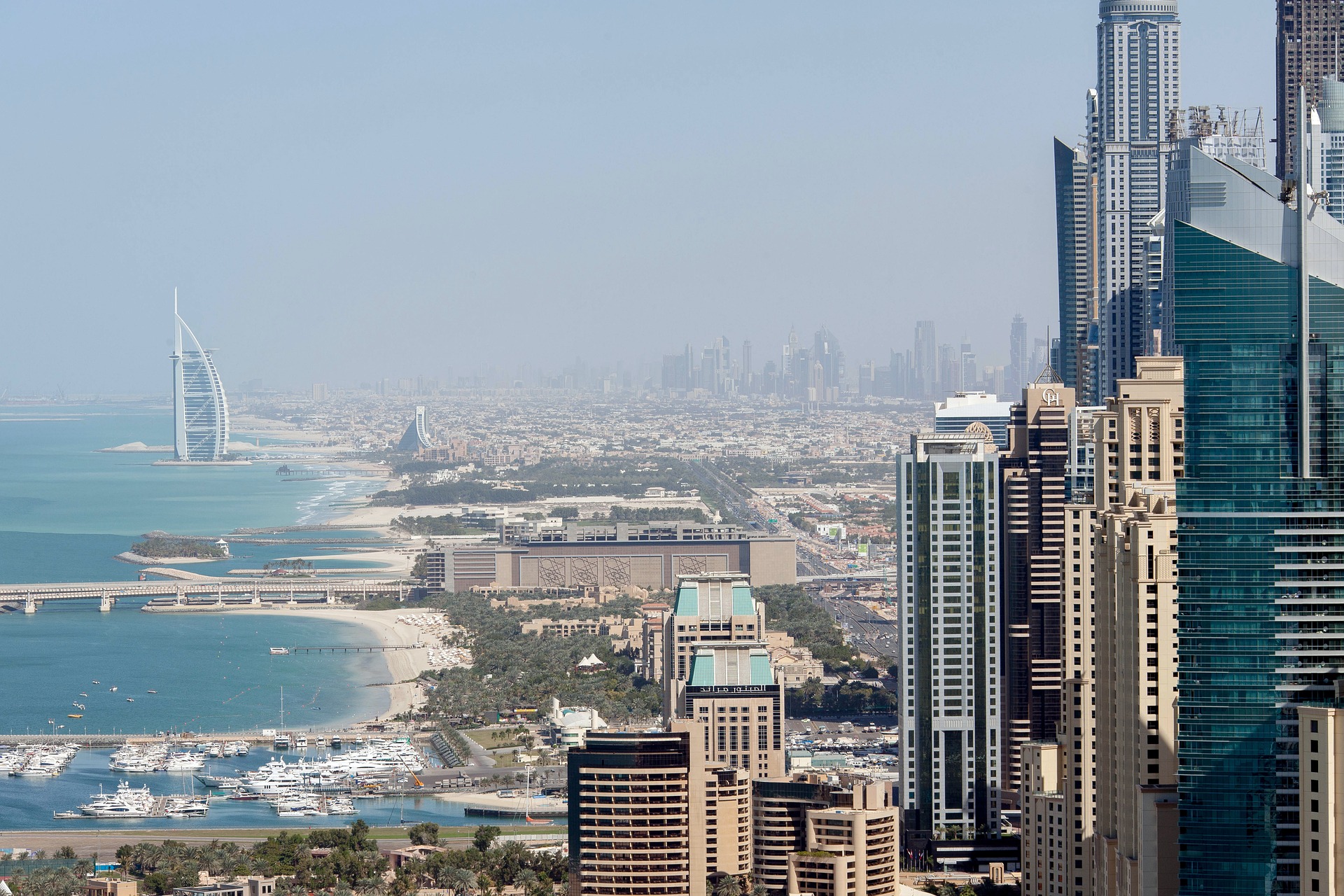 dubai skyscrapers along the shore