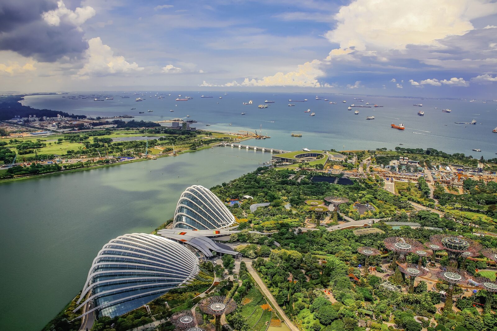 singapore aerial view waterway city