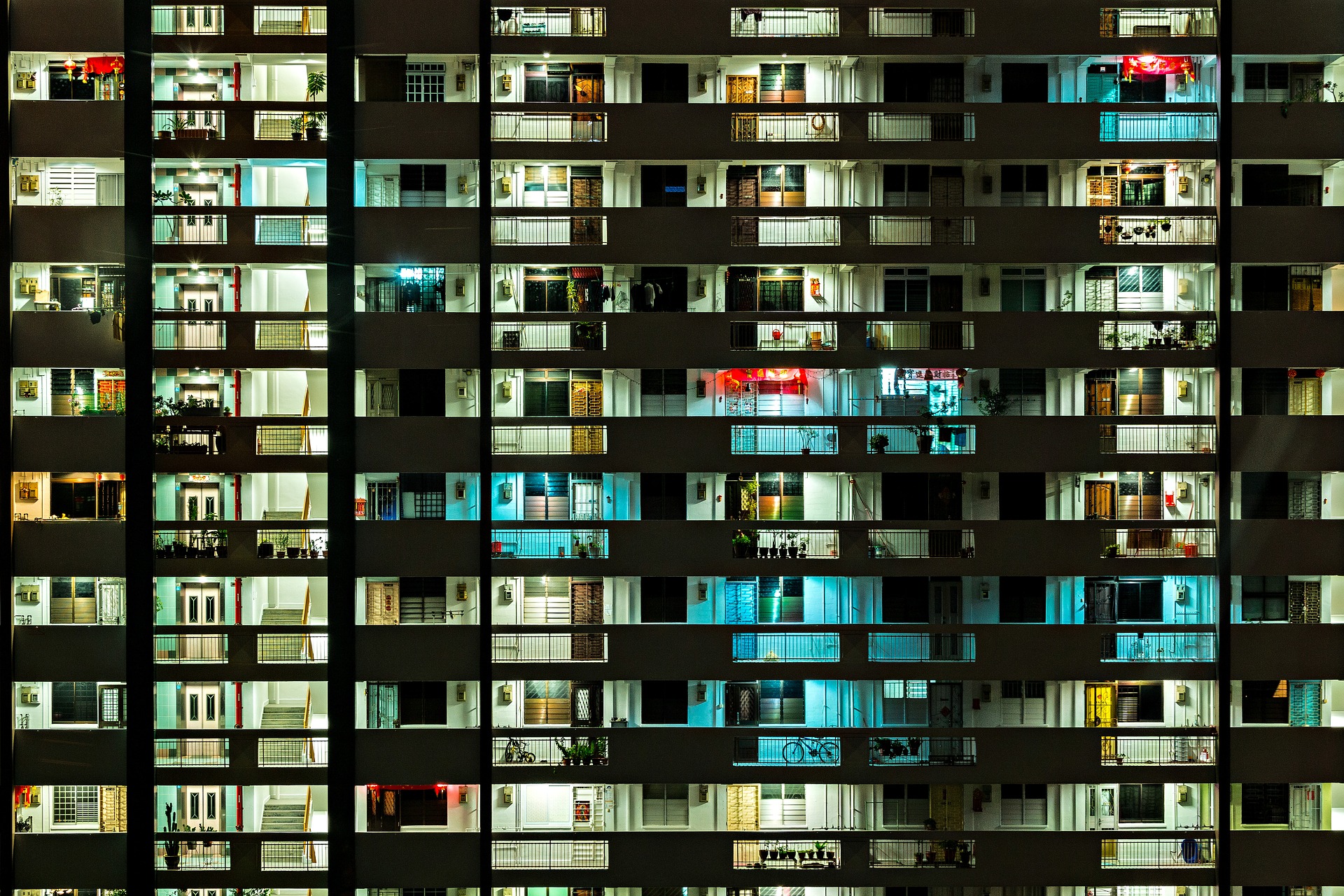 singapore condominiums at night