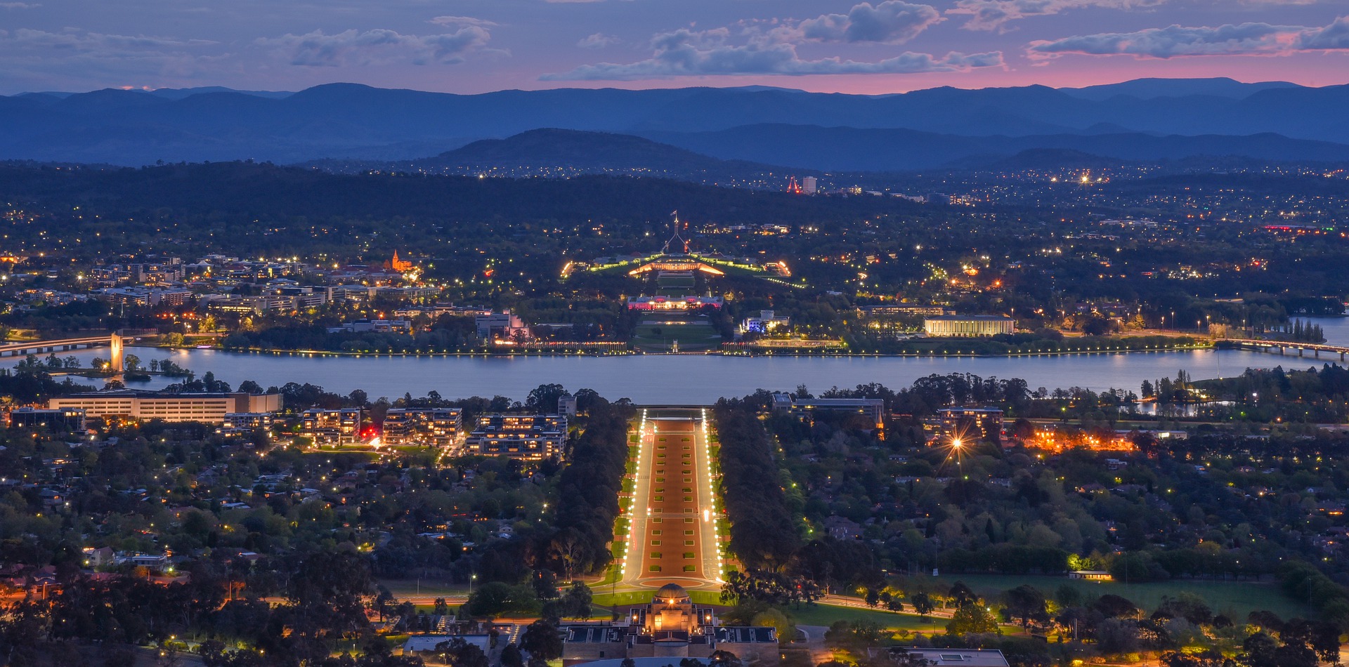 canberra australia at night from above