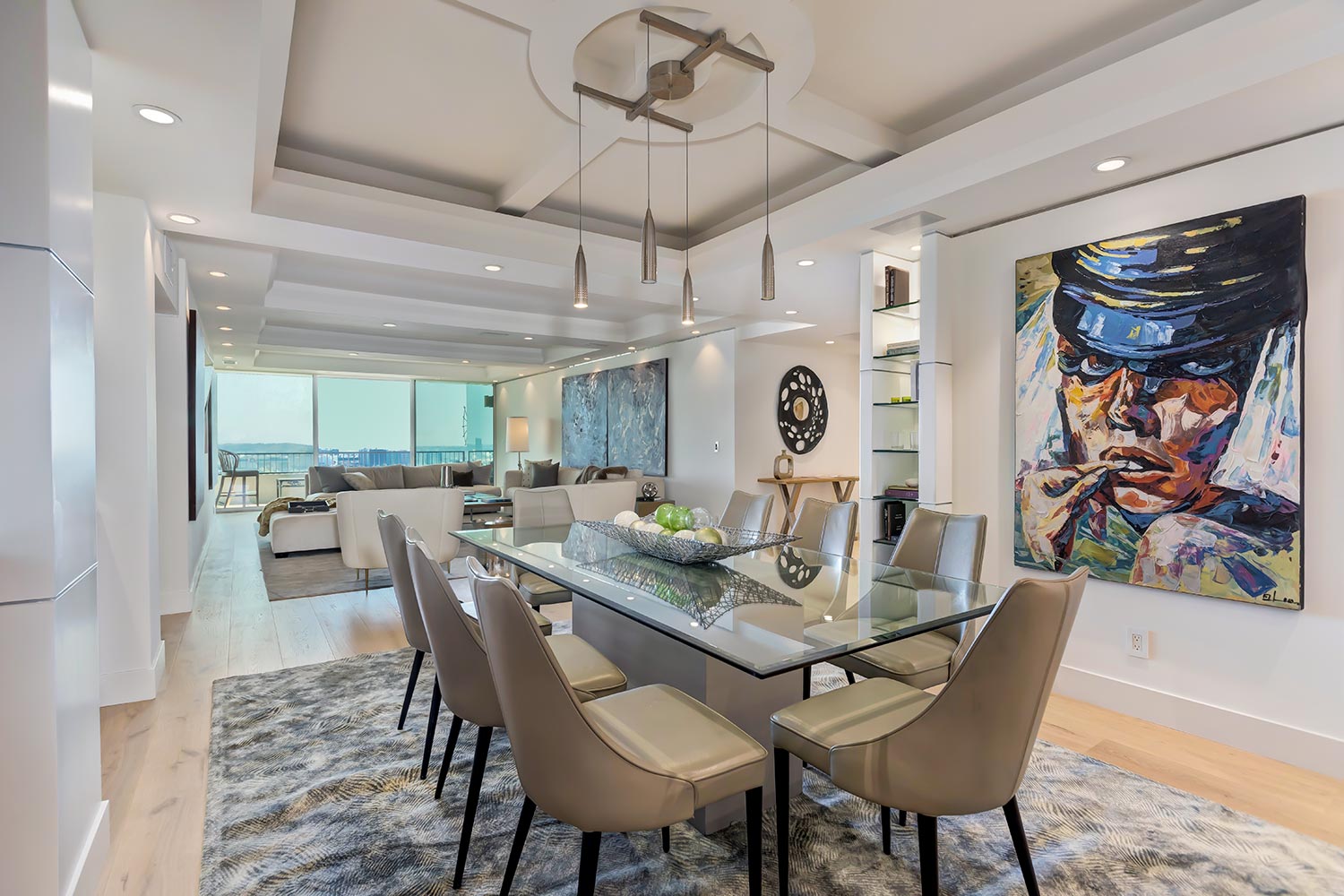 contemporary dining room in a luxury condominium