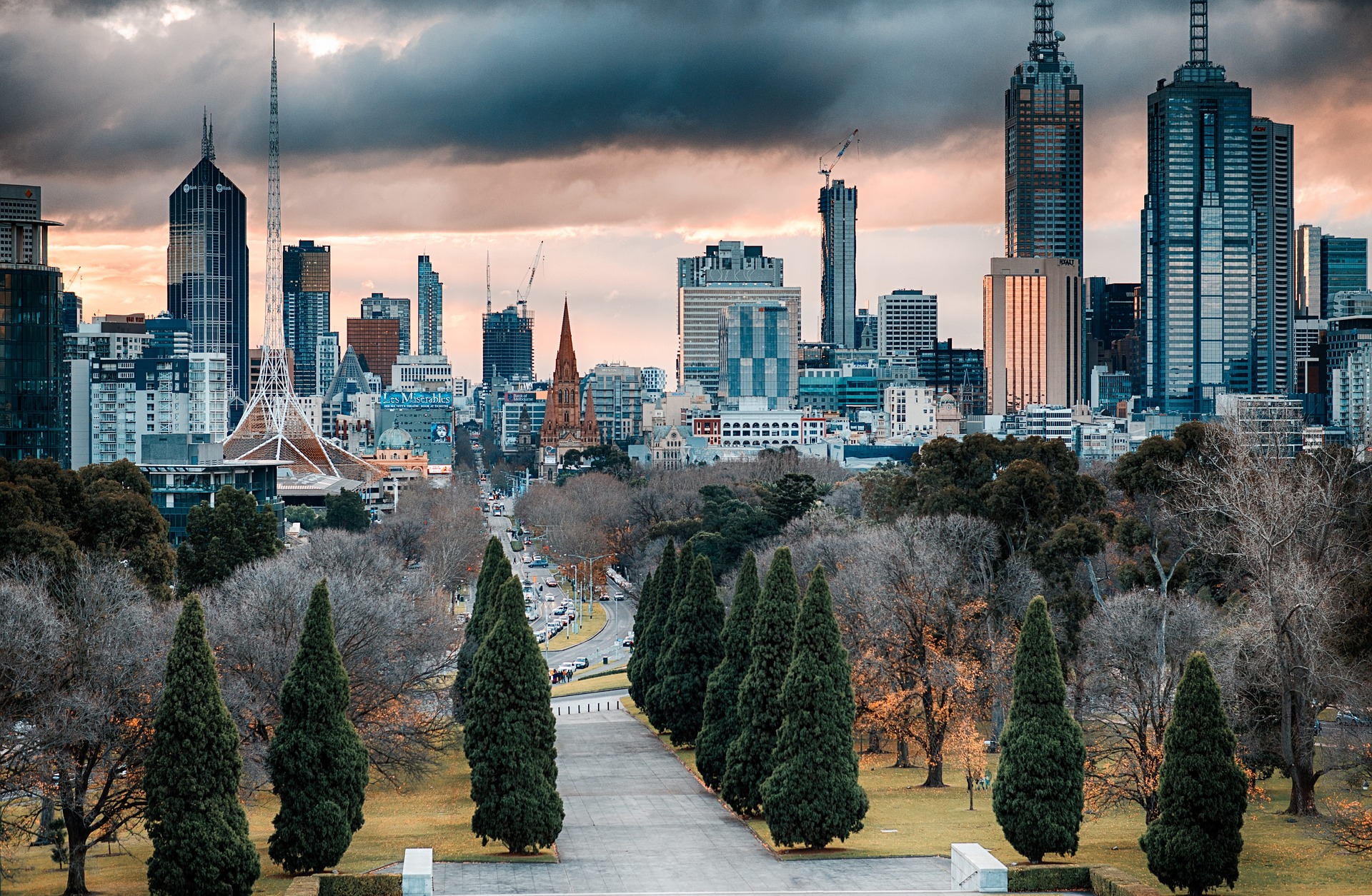 melbourne skyline with trees during the day