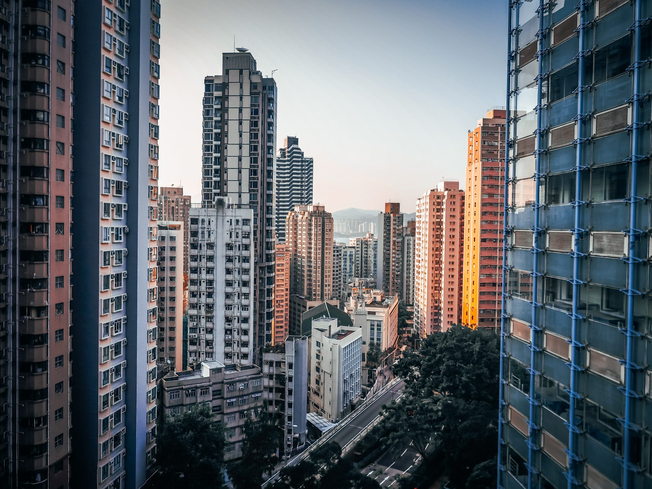 hong kong skyline aprtment buildings corridor