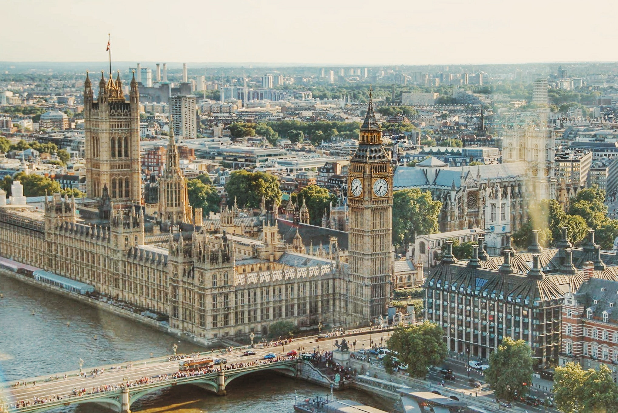 london skyline with views of landmarks and waterway