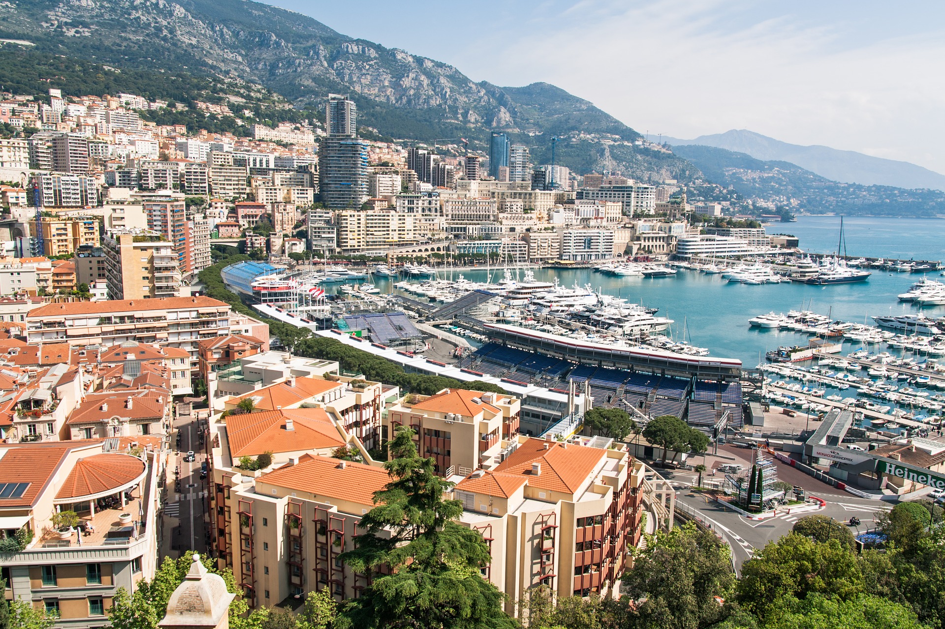 looking down on the harbor and waterfront in monaco