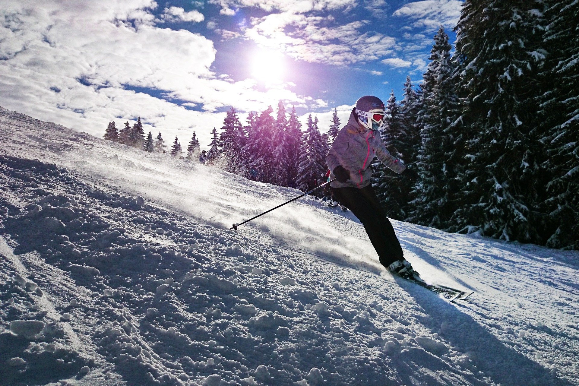 skiing down a mountain in switzerland