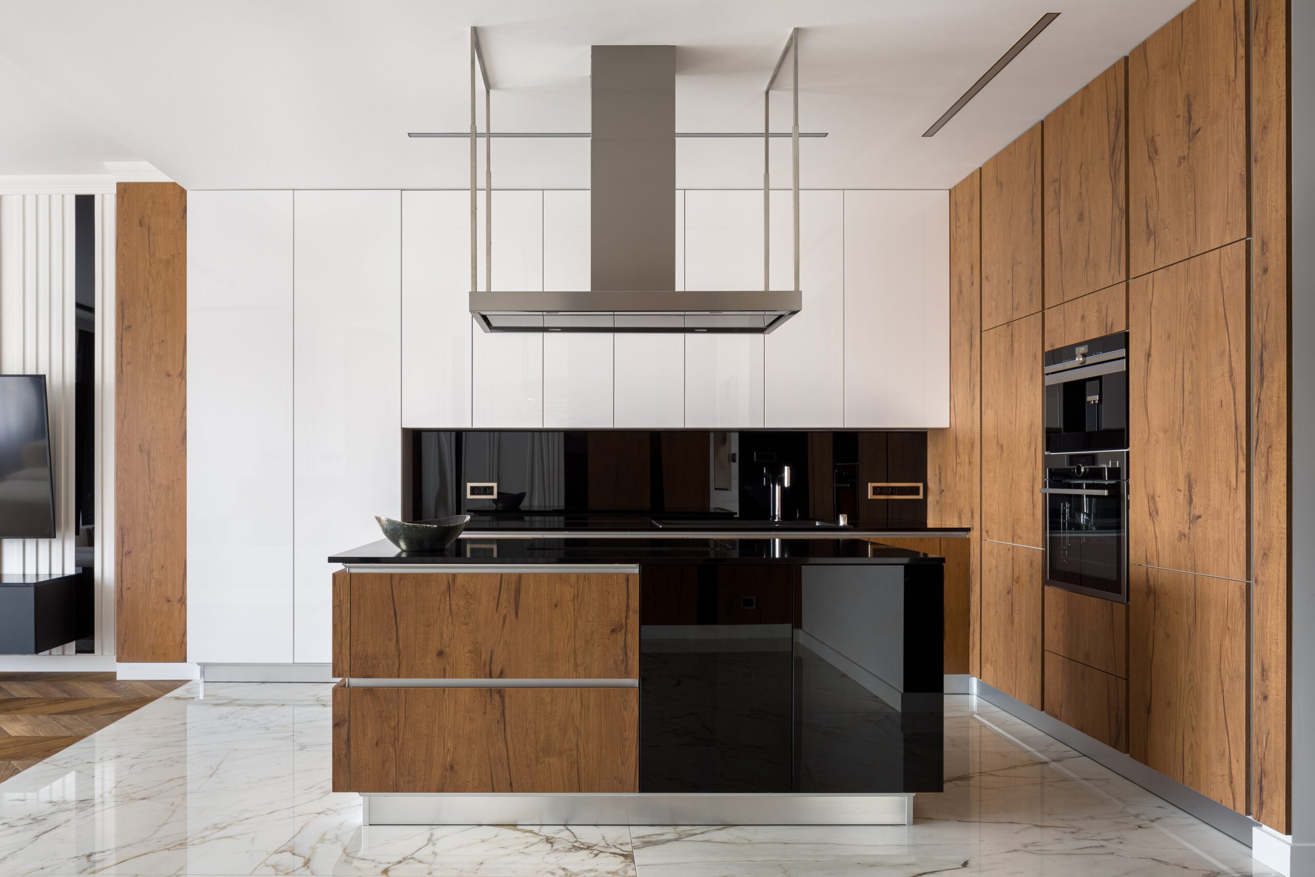 kitchen with dark countertops and island