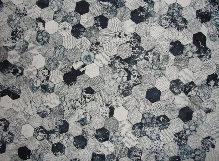hexagonal tile grayscale