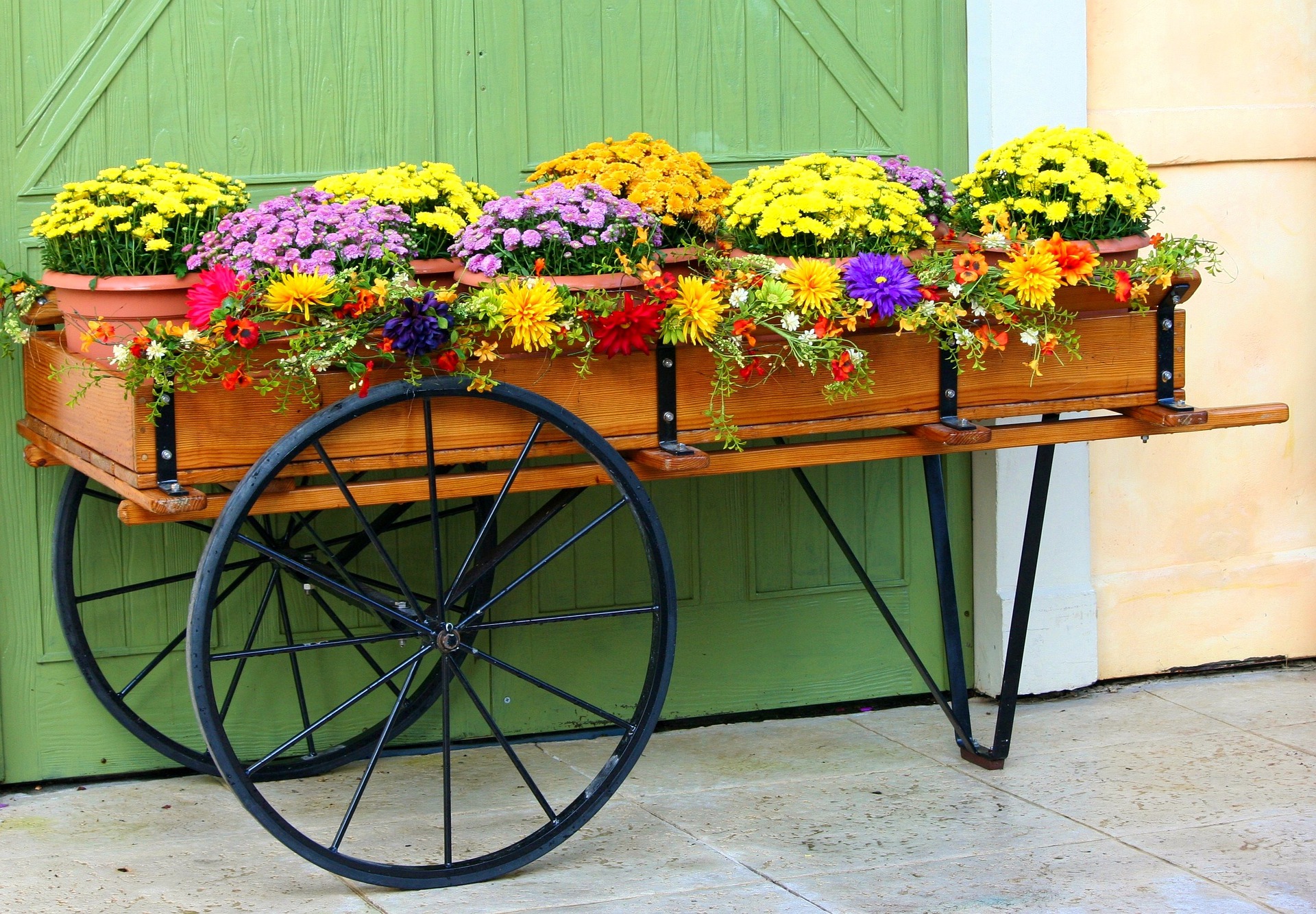 Vintage Wagon Flower Cart Planter