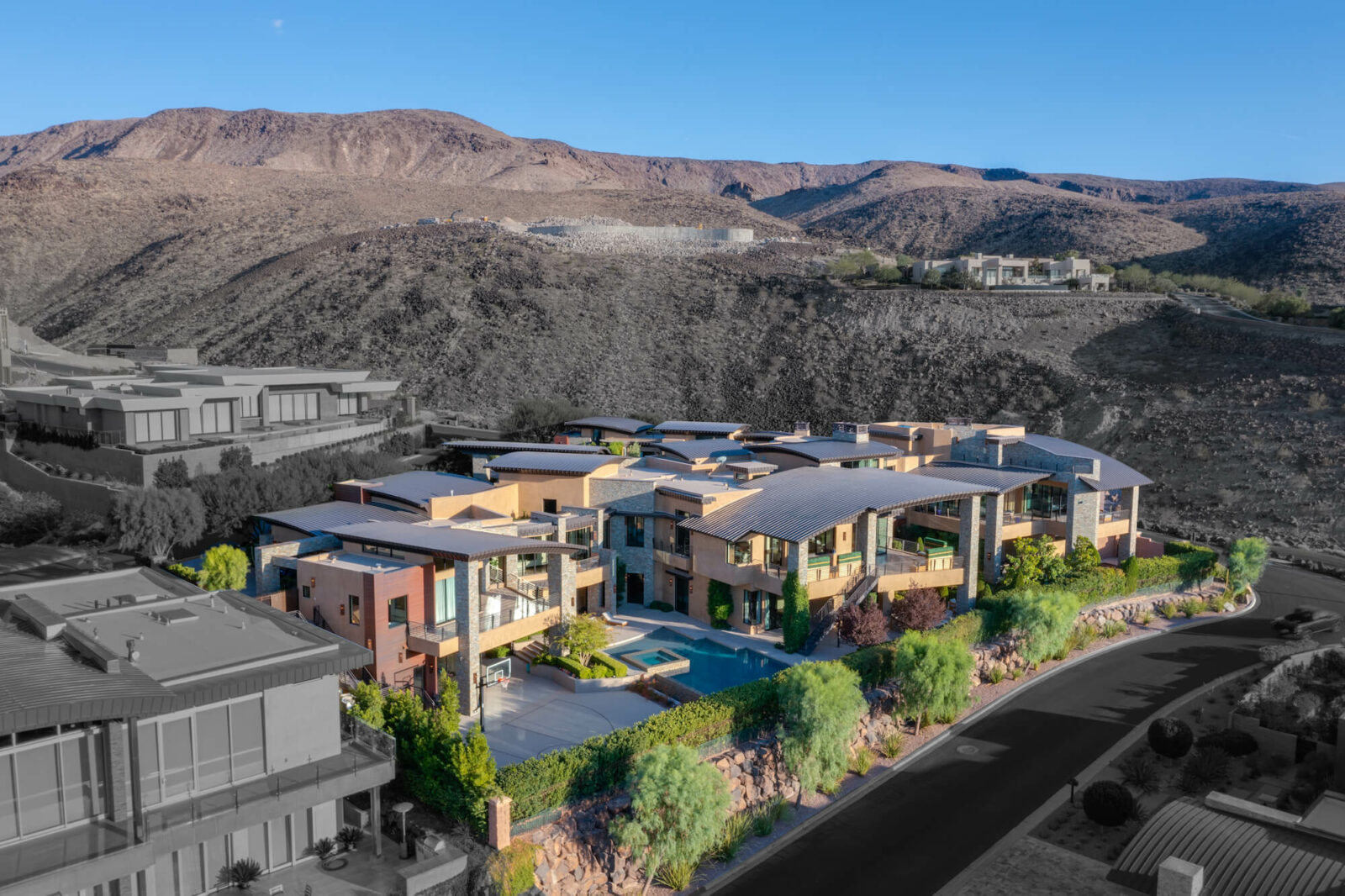 681 Tranquil Rim Court Aerial Side View Las Vegas Luxury Home