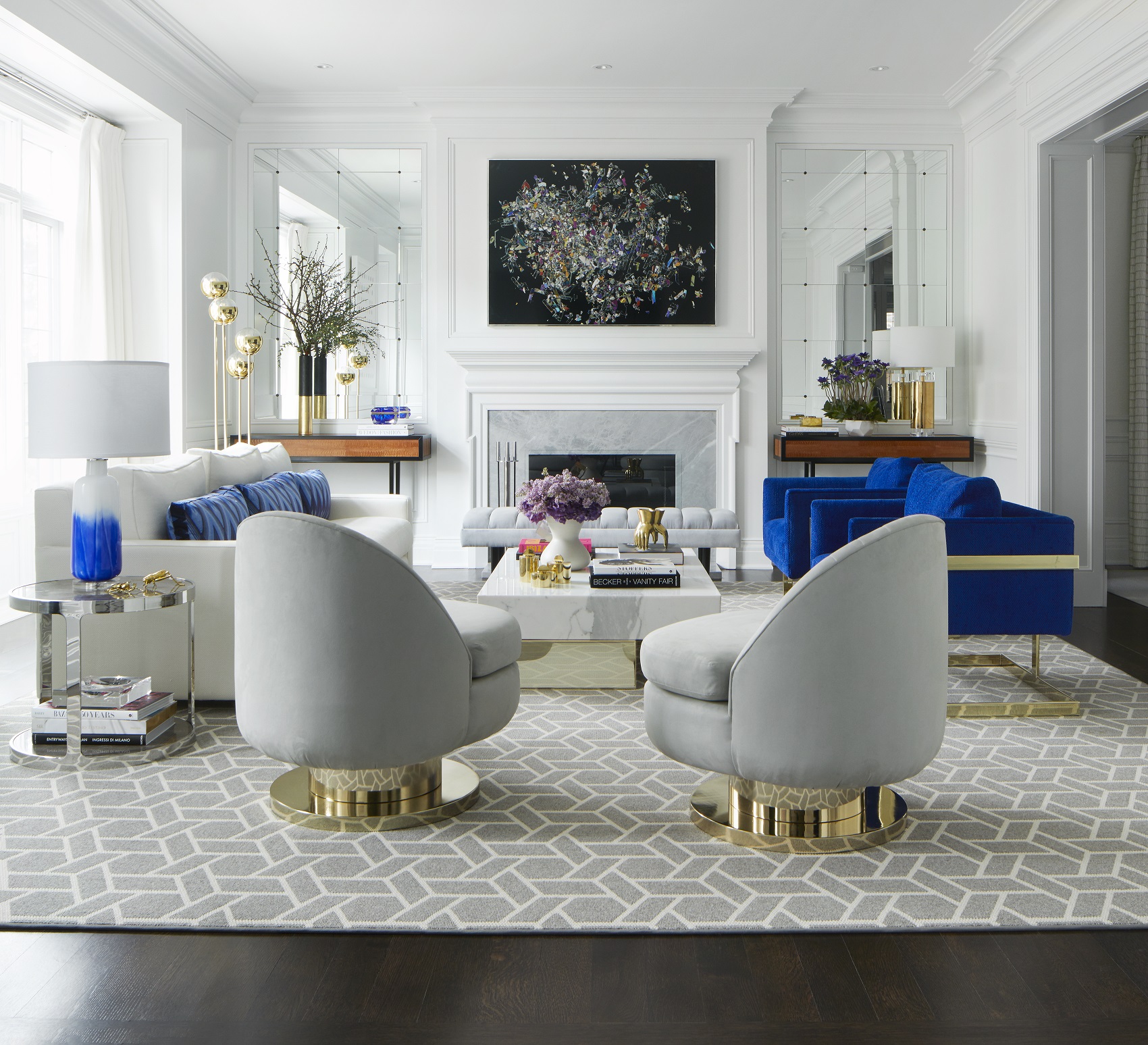Formal Living Room Royal Blue Accents Anne Hepfer Design
