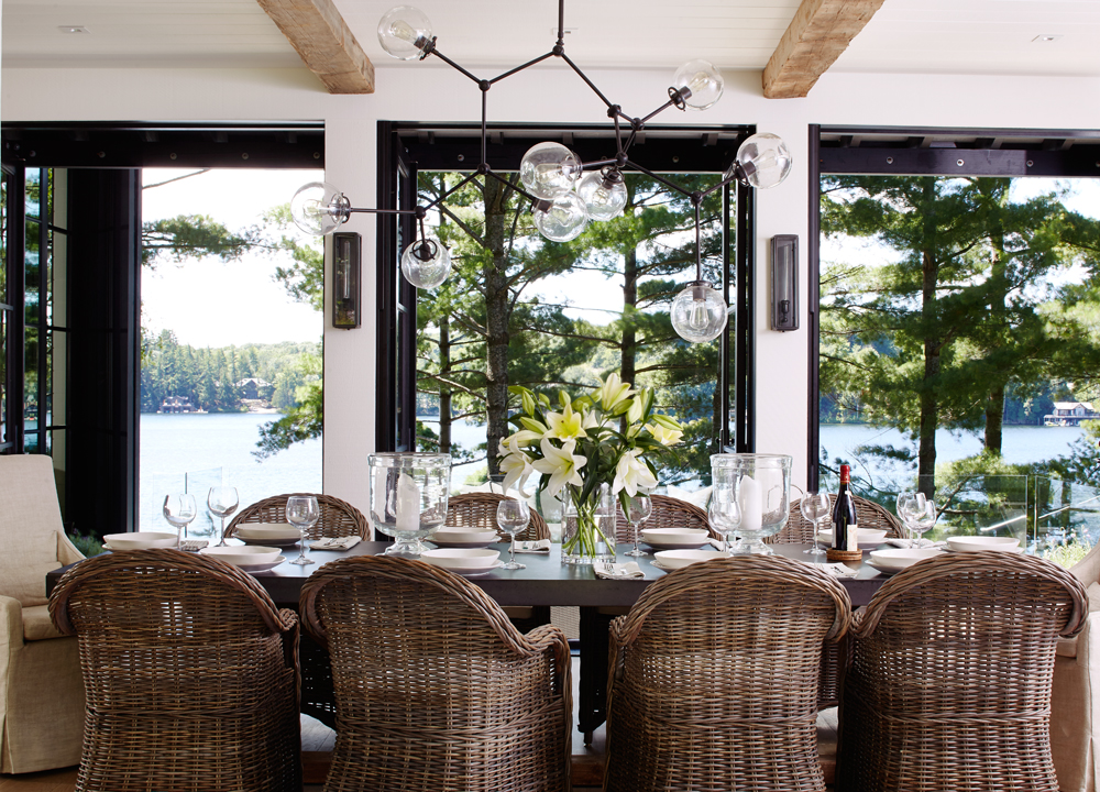 Contemporary Lake House Formal Dining Room Anne Hepfer Design
