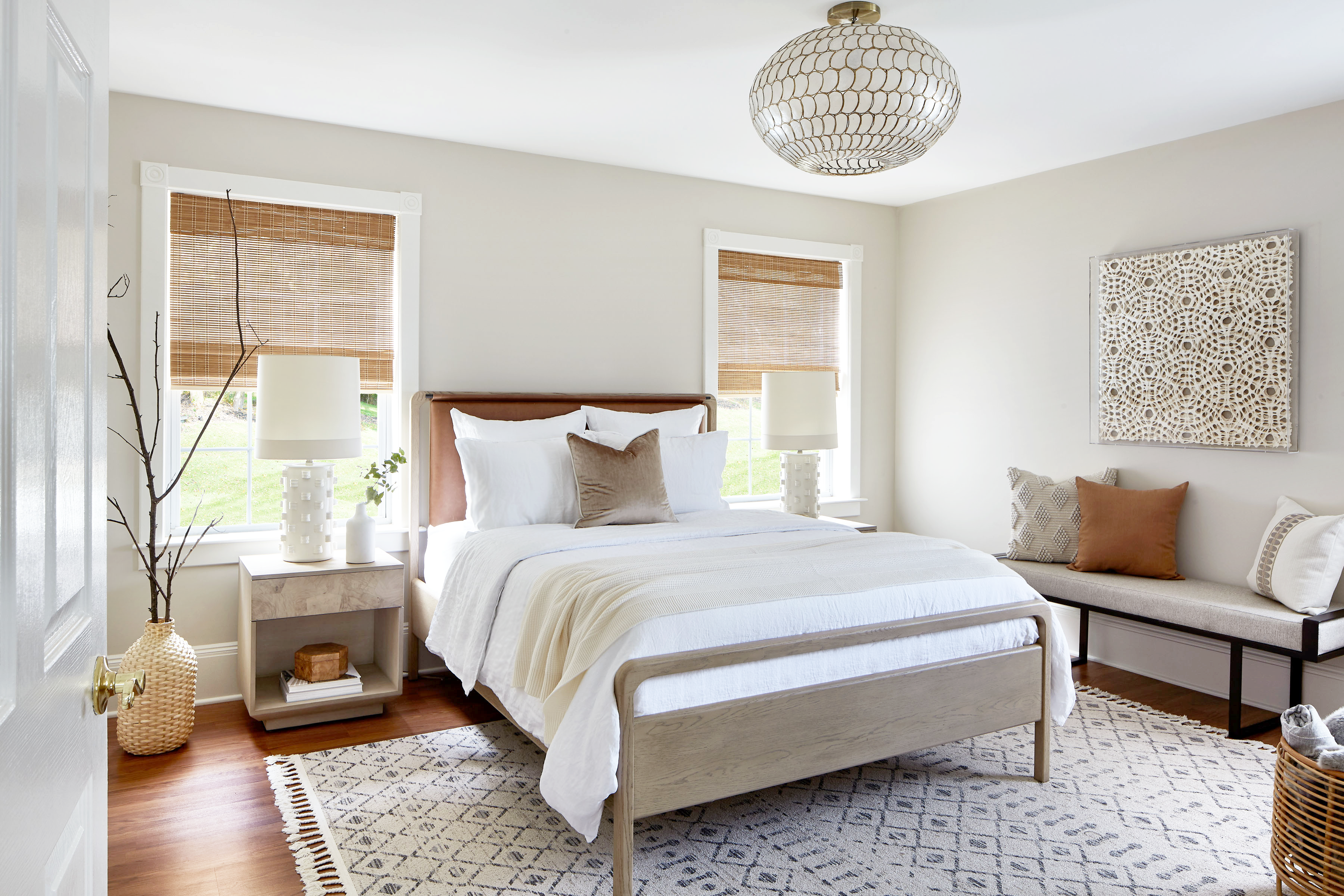 Interior view of a bedroom filled with light