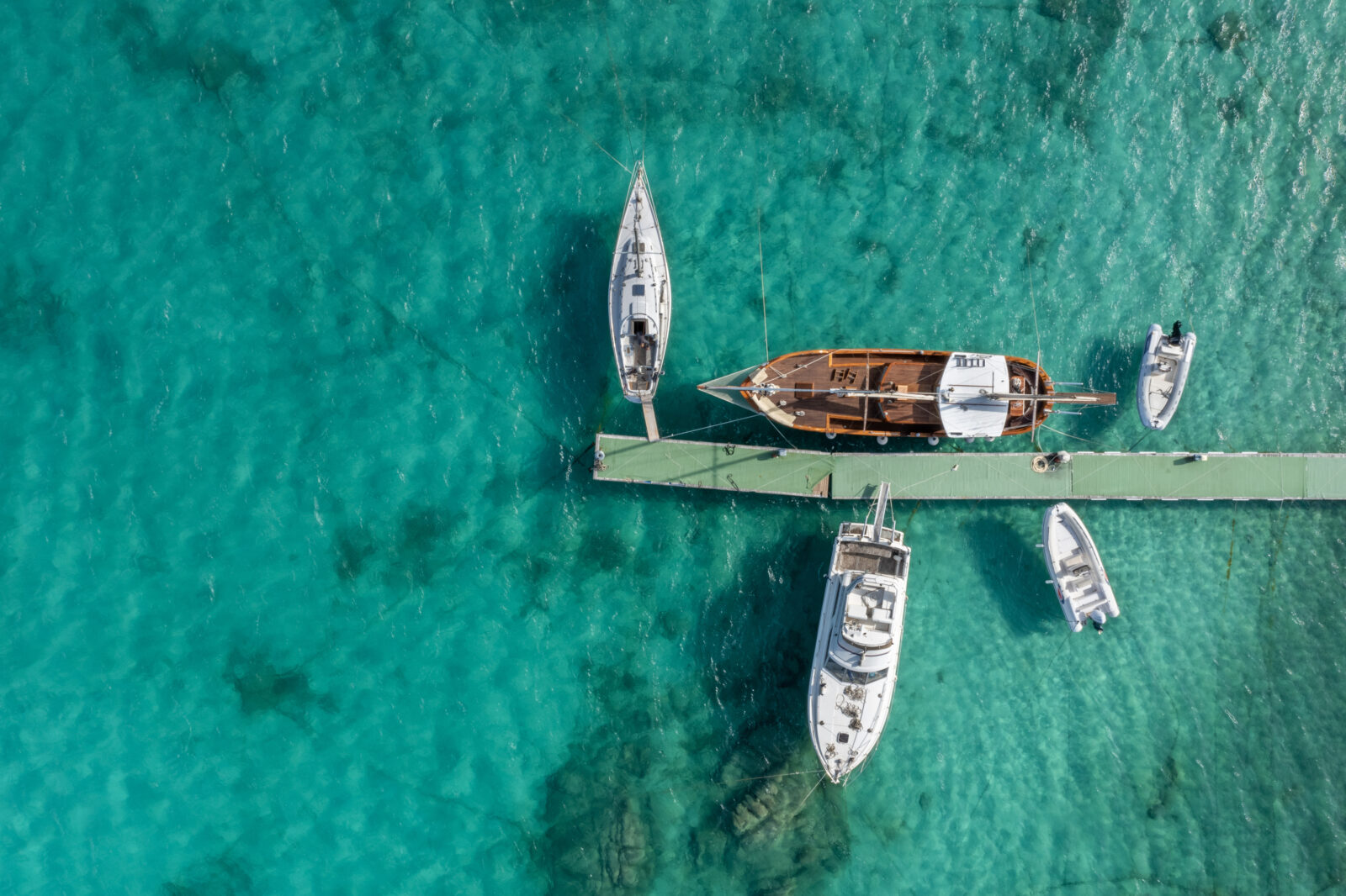 aerial view of the home's private dock.