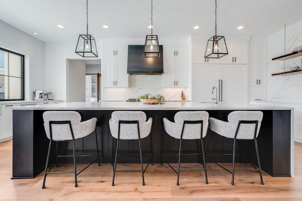 interior view of a kitchen with a sleek modern design