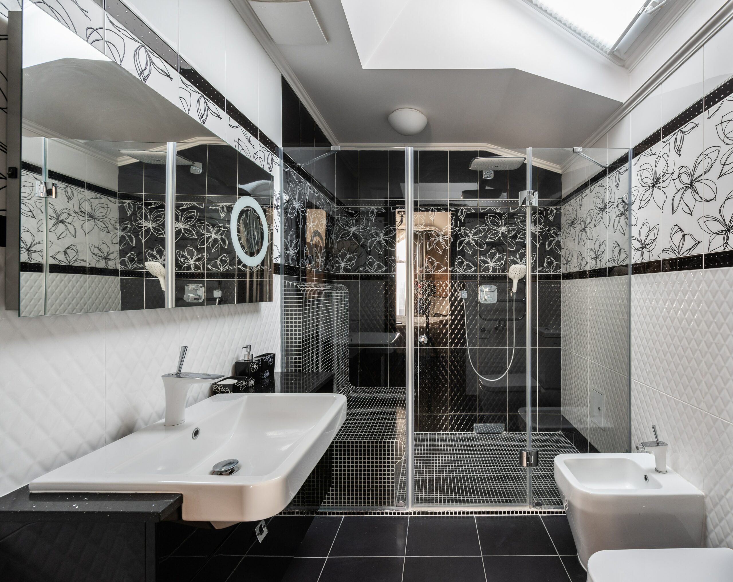 Black White Tile Bathroom