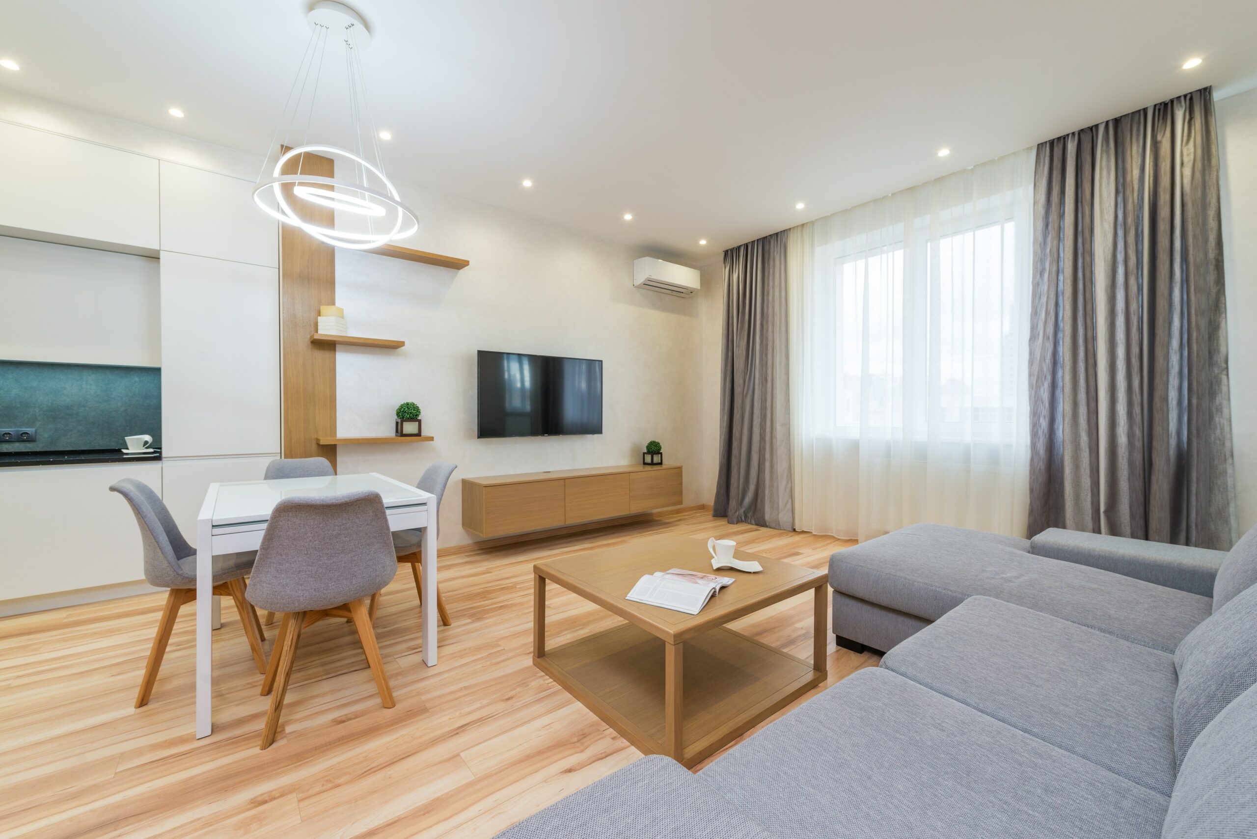 neutral white living room design