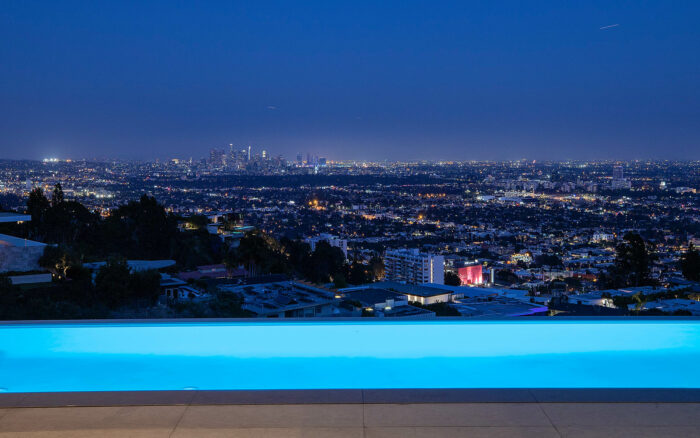 View from over a pool of Los Angeles