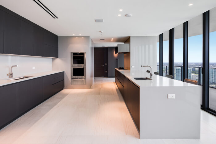 Miami kitchen with state-of-the-art craftsmanship and incredible views
