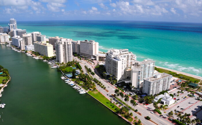 Aerial view of Miami South Beach Florida