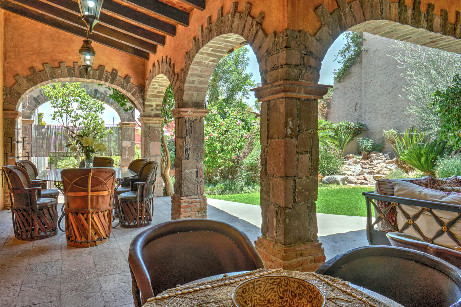Outdoor Seating At A Colonial Home In San Miguel De Allende Mexico