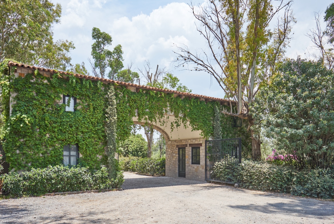 The entrance to a vineyard estate in Mexico.