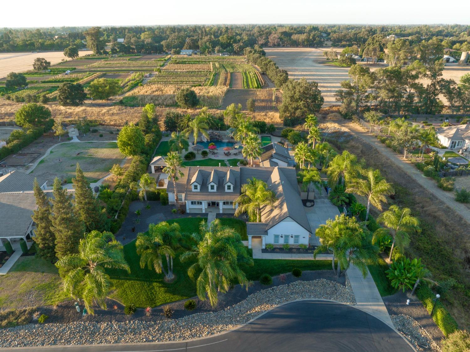 A five-car garage is nestled at this California estate.