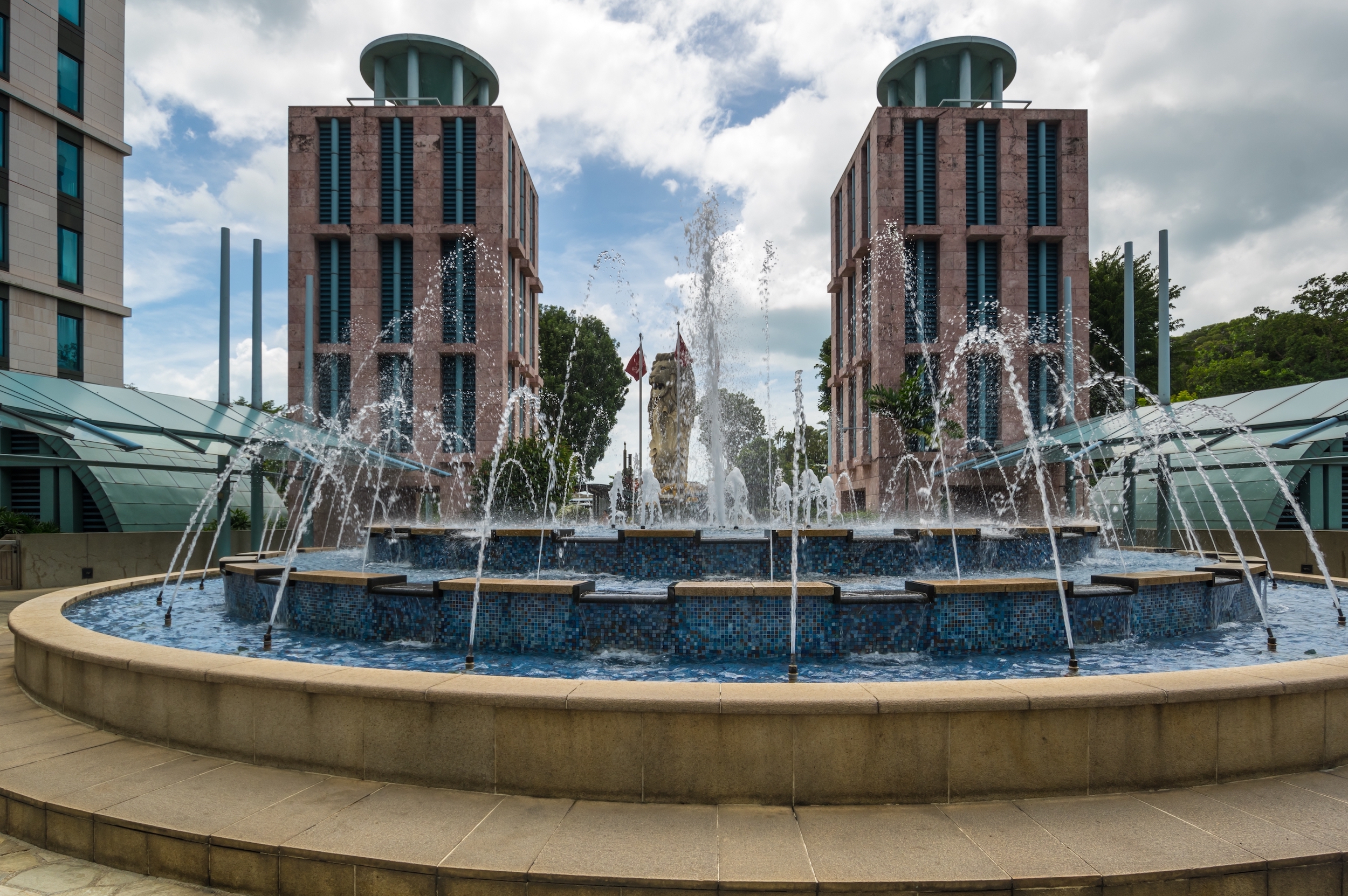 SINGAPORE - 20 FEBRUARY, 2020: Panoramic view of Sentosa Island in Singapore, a popular tourist destination