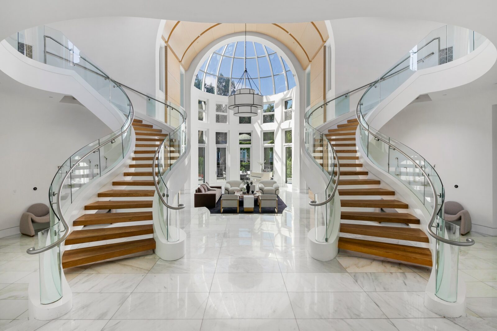 Winding Staircase in Holmby Hills Mansion