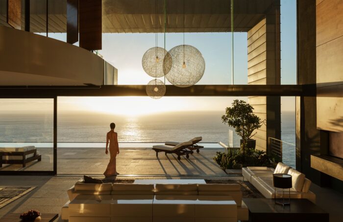 Modern house overlooking the sea.