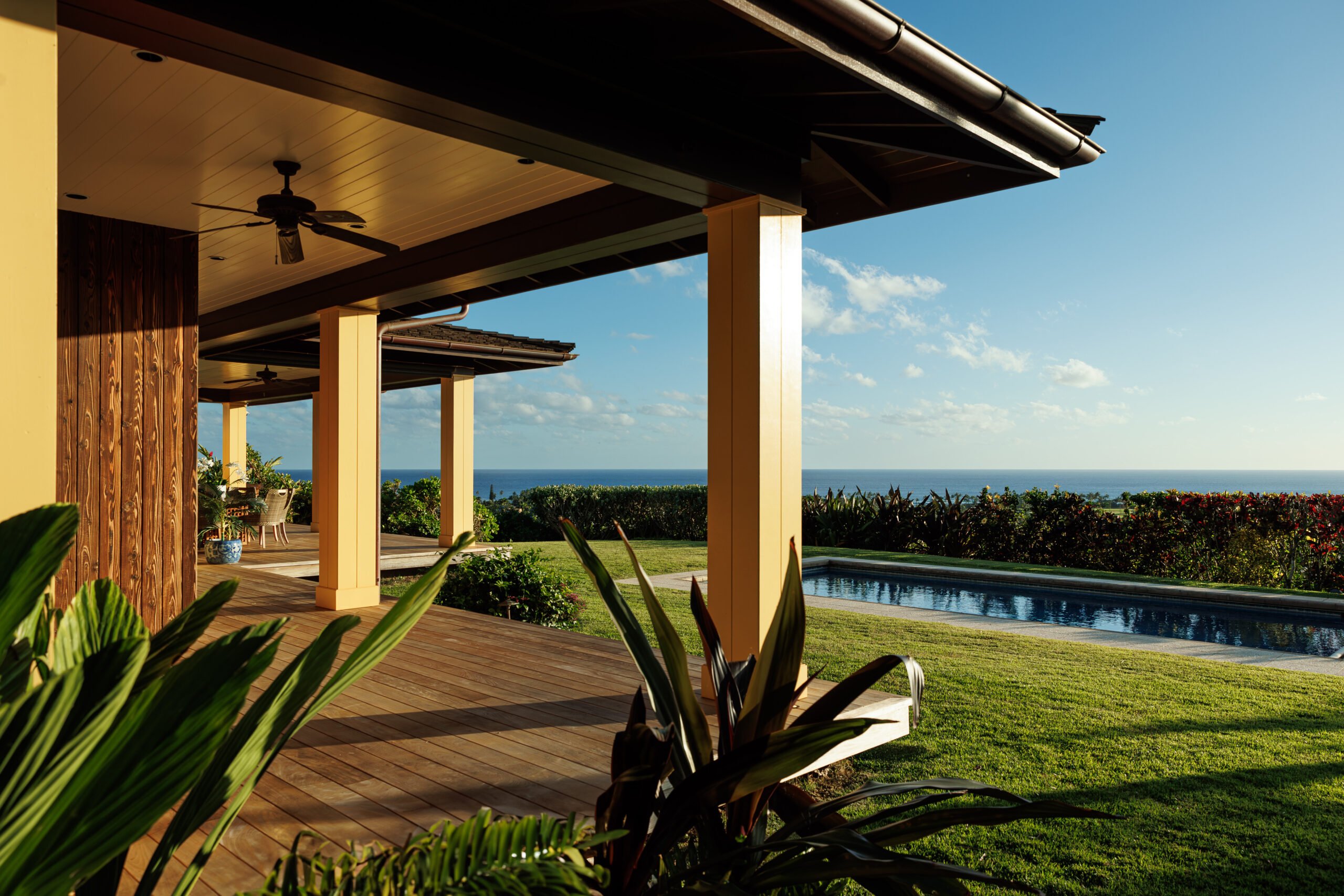 Hawaii estate with swimming pool and views of the ocean. 