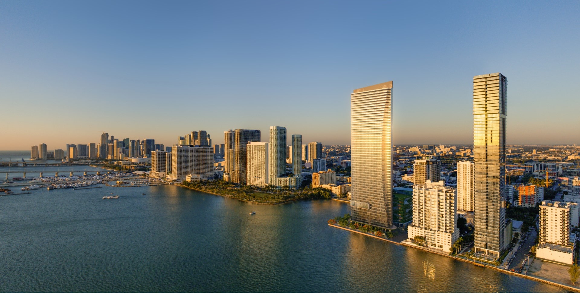 A series of tall buildings along the Florida waterfront.