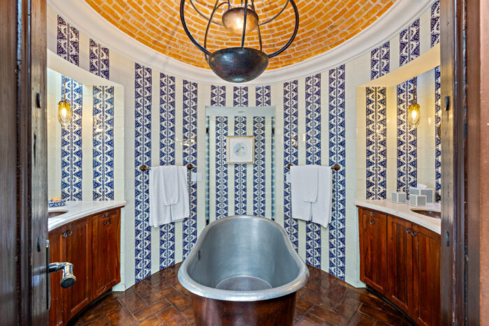 Soaking tub in primary bathroom. 