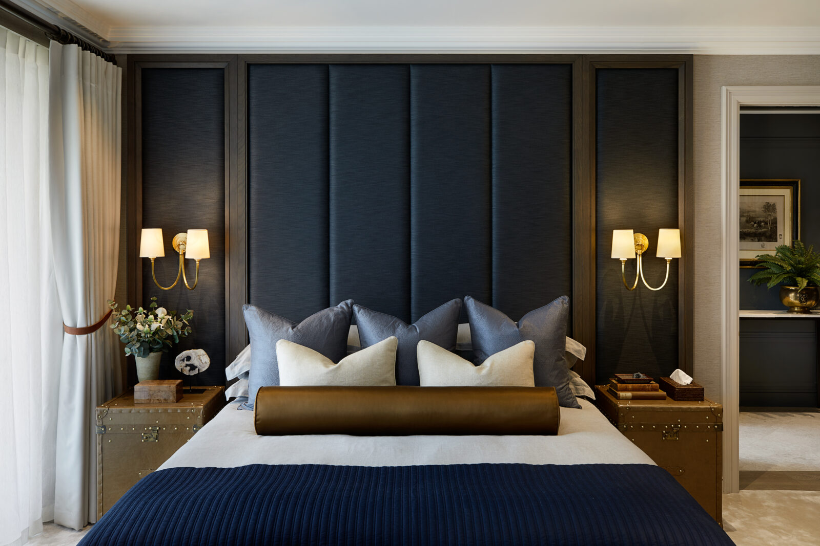 Bedroom with bed and cushions