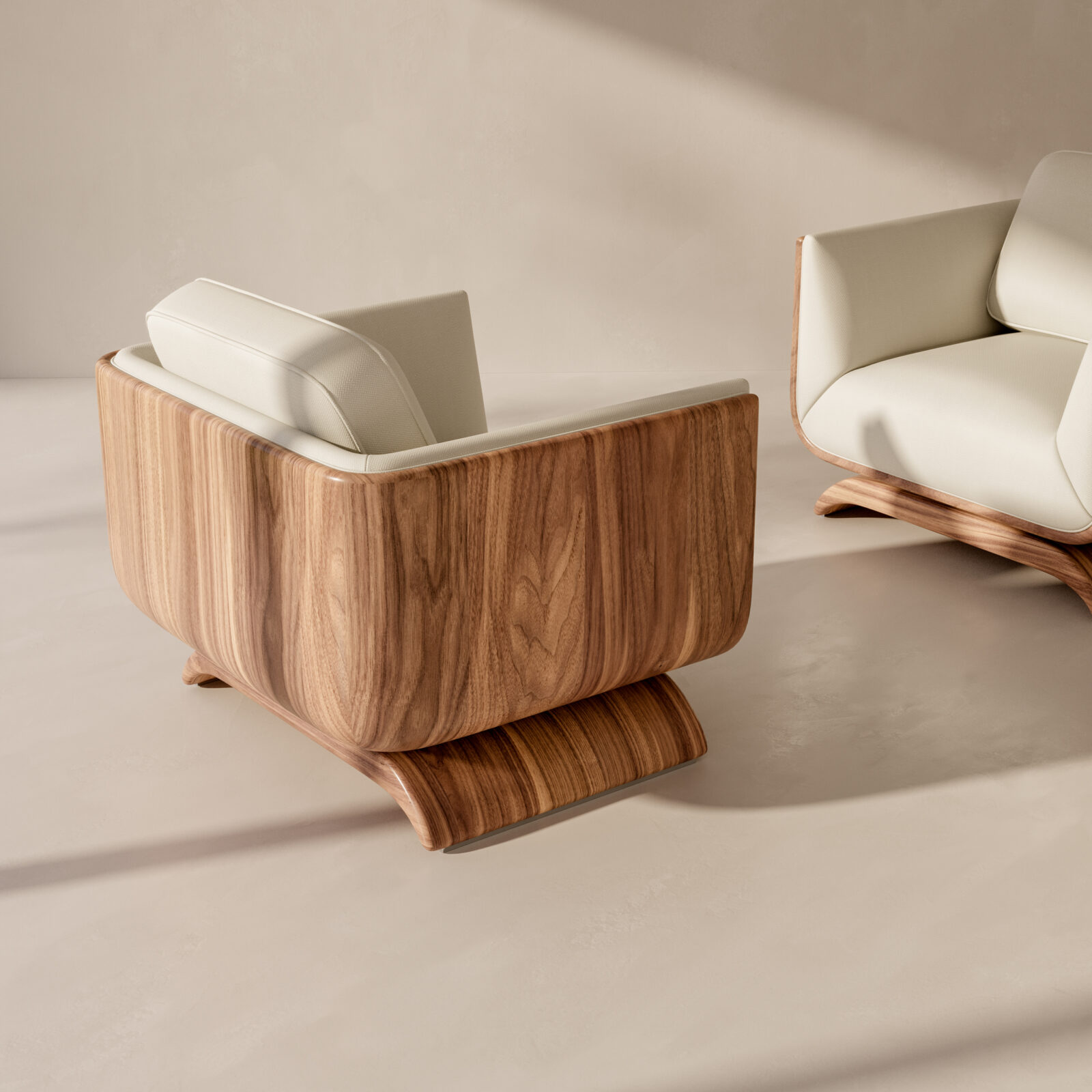Oslo armchair in wood and leather by Shepel Furniture