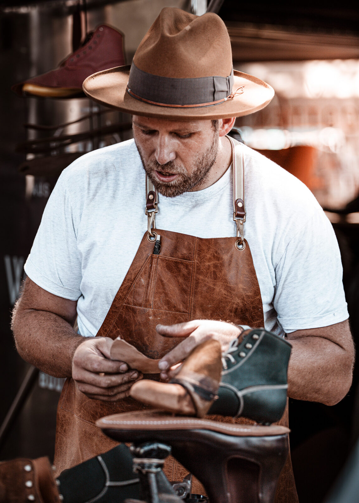 Jess Wootten cordwainer at Lost Trades Fair Ballarat Australia